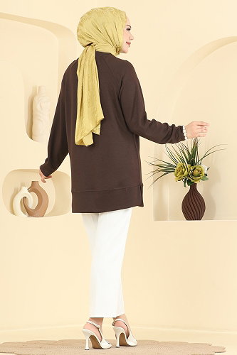 moda selvim Tunic 4535NFC1010 Bitter Brown - Thumbnail