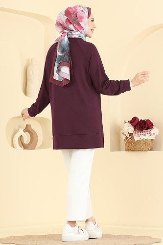 moda selvim Tunic 4535NFC1010 Burgundy - Thumbnail