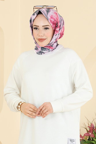 moda selvim Tunic 4535NFC1010 Ecru - Thumbnail