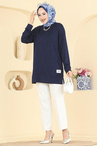 moda selvim Tunic 4535NFC1010 Navy Blue - Thumbnail