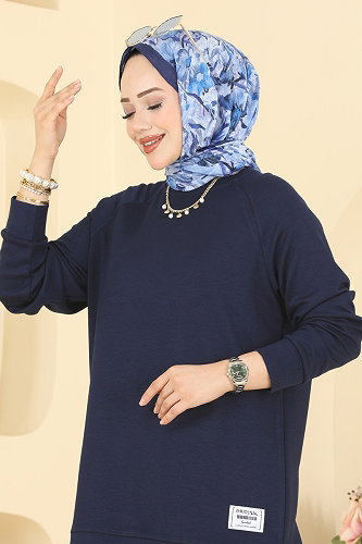 moda selvim Tunic 4535NFC1010 Navy Blue - Thumbnail