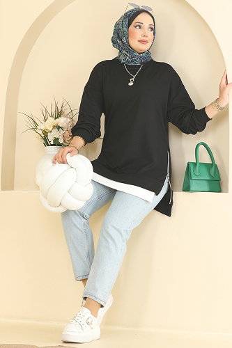 moda selvim Tunic 4537NFC1010 Black - Thumbnail