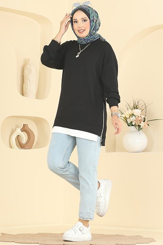 moda selvim Tunic 4537NFC1010 Black - Thumbnail