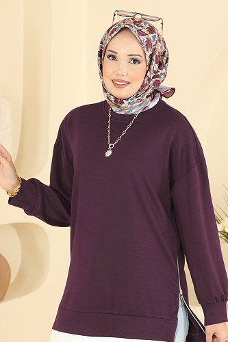 moda selvim Tunic 4537NFC1010 Burgundy - Thumbnail