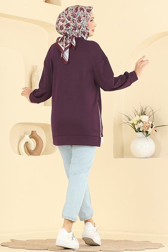 moda selvim Tunic 4537NFC1010 Burgundy - Thumbnail
