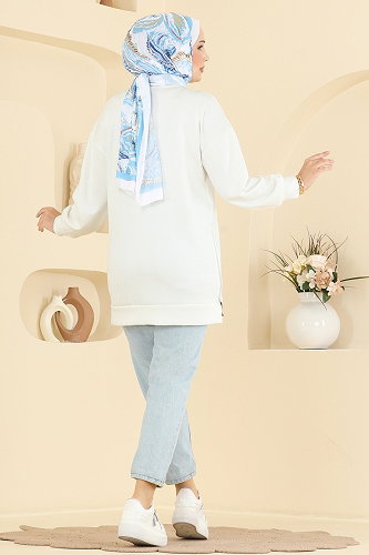 moda selvim Tunic 4537NFC1010 Ecru - Thumbnail
