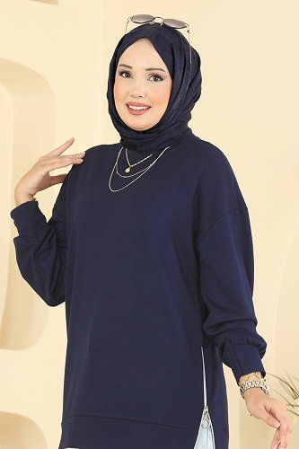 moda selvim Tunic 4537NFC1010 Navy Blue - Thumbnail