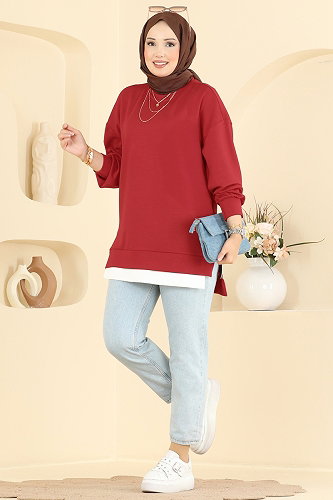 moda selvim Tunic 4537NFC1010 Red - Thumbnail