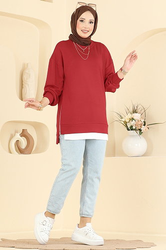 moda selvim Tunic 4537NFC1010 Red - Thumbnail