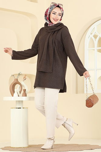 moda selvim Tunic 4553NFC1010 Brown - Thumbnail