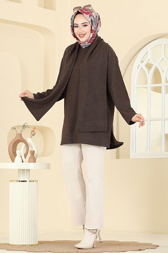 moda selvim Tunic 4553NFC1010 Brown - Thumbnail
