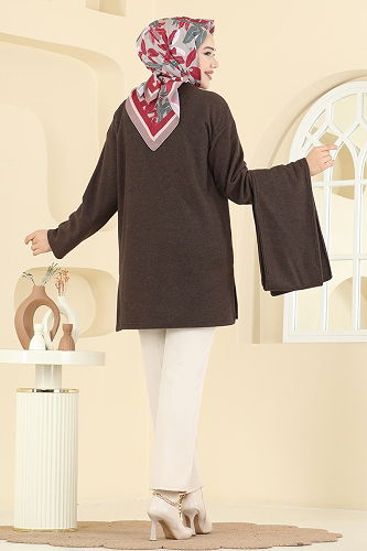 moda selvim Tunic 4553NFC1010 Brown - Thumbnail