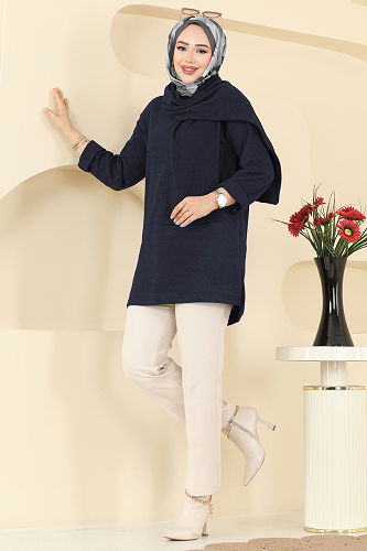 moda selvim Tunic 4553NFC1010 Navy Blue - Thumbnail