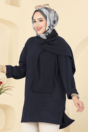 moda selvim Tunic 4553NFC1010 Navy Blue - Thumbnail