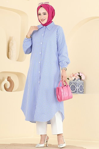 moda selvim Tunic 4558PM271 Blue - Thumbnail