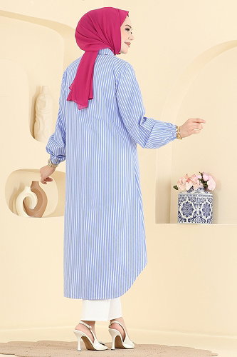 moda selvim بلوز أزرق 4558PM271 - Thumbnail