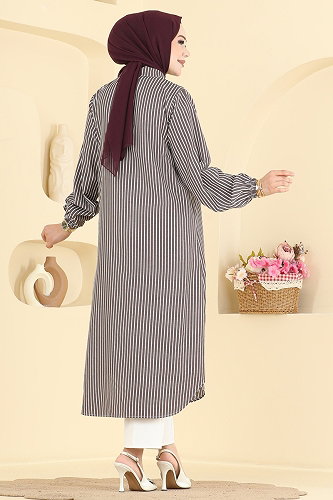 moda selvim Tunic 4558PM271 Brown - Thumbnail