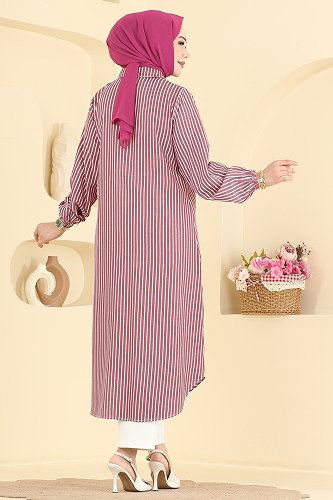 moda selvim Tunic 4558PM271 Burgundy - Thumbnail