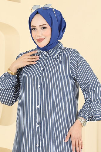 moda selvim Tunic 4558PM271 Navy Blue - Thumbnail