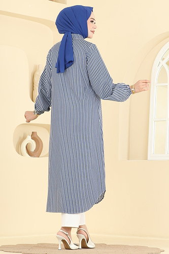 moda selvim Tunic 4558PM271 Navy Blue - Thumbnail