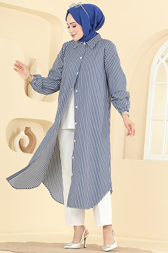 moda selvim بلوز كحلي 4558PM271 - Thumbnail