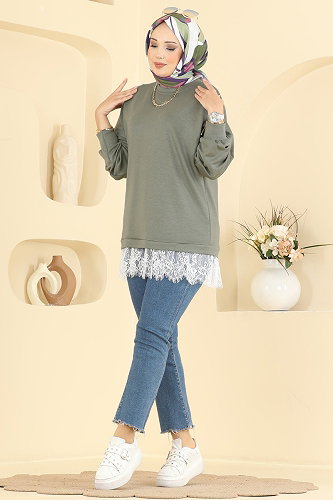 moda selvim Tunic 4570NFC1010 Almond Green - Thumbnail