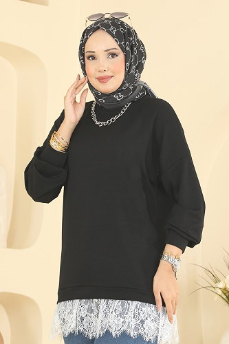 moda selvim بلوز أسود 4570NFC1010 - Thumbnail