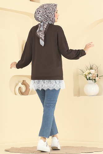 moda selvim Tunic 4570NFC1010 Brown - Thumbnail
