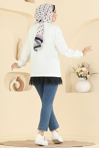 moda selvim Tunic 4570NFC1010 Ecru - Thumbnail