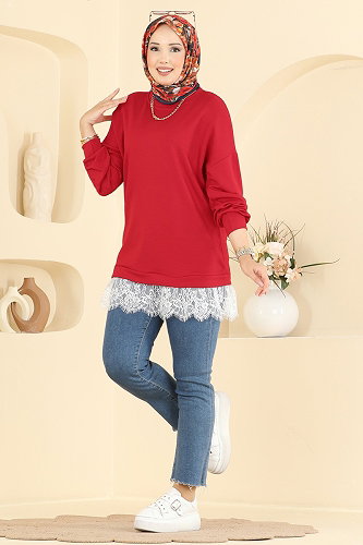 moda selvim Tunic 4570NFC1010 Red - Thumbnail