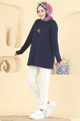 moda selvim بلوز كحلي 4575NFC1010 - Thumbnail