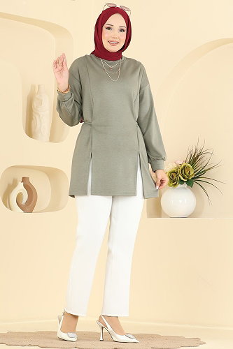 moda selvim بلوز أخضر عشبي 4579NFC1010 - Thumbnail
