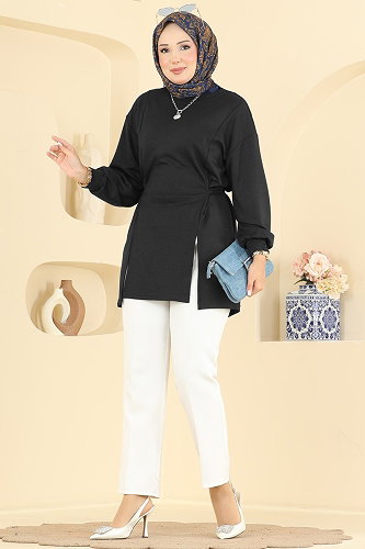 moda selvim بلوز أسود 4579NFC1010 - Thumbnail