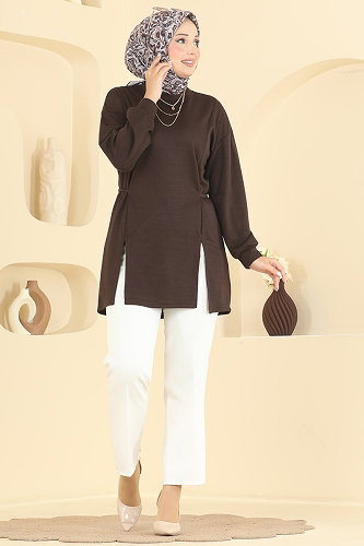 moda selvim Tunic 4579NFC1010 Brown - Thumbnail