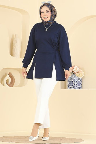 moda selvim Tunic 4579NFC1010 Navy Blue - Thumbnail