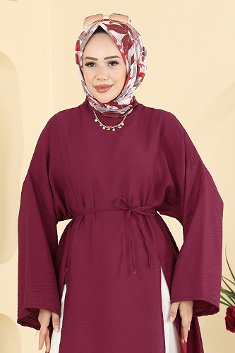 moda selvim Tunic 4796ZNK1009 Burgundy - Thumbnail