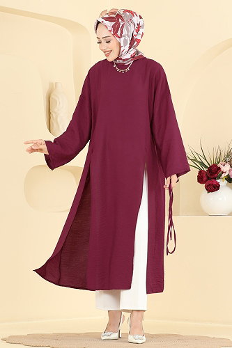 moda selvim بلوز خمري 4796ZNK1009 - Thumbnail