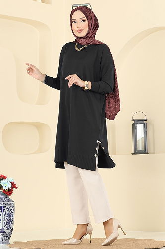 moda selvim Tunic 5006KLN570 Black - Thumbnail