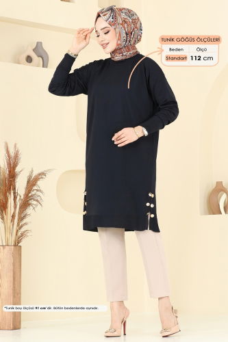 moda selvim Tunic 5006KLN570 Dark Navy Blue - Thumbnail