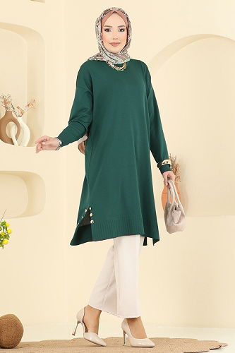 moda selvim Tunic 5006KLN570 Emerald - Thumbnail