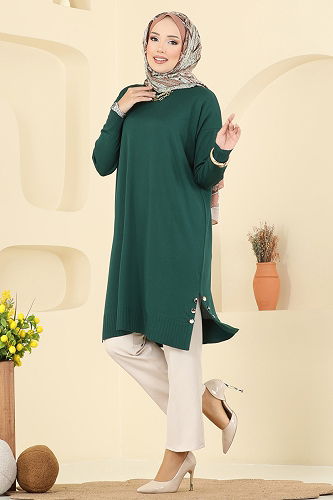 moda selvim Tunic 5006KLN570 Emerald - Thumbnail