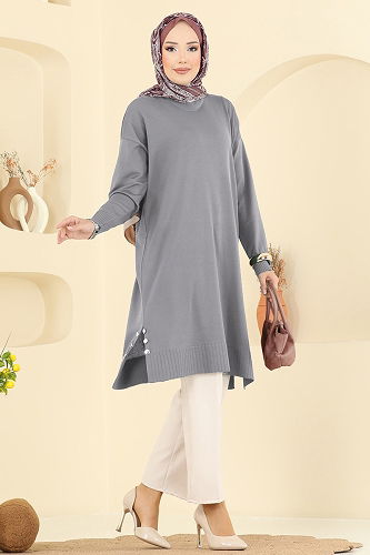 moda selvim Tunic 5006KLN570 Gray - Thumbnail