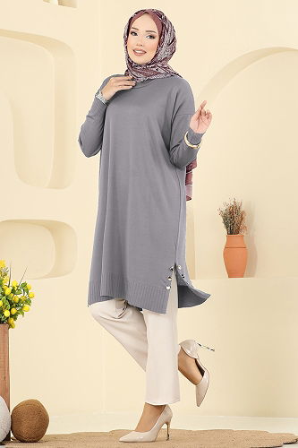 moda selvim Tunic 5006KLN570 Gray - Thumbnail