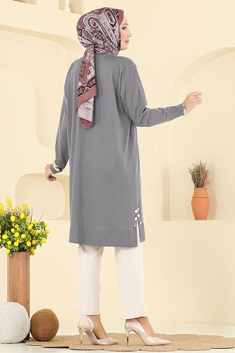 moda selvim Tunic 5006KLN570 Gray - Thumbnail
