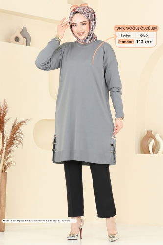 moda selvim بلوز رمادي 5006KLN570 - Thumbnail