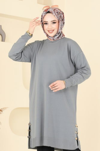 moda selvim بلوز رمادي 5006KLN570 - Thumbnail