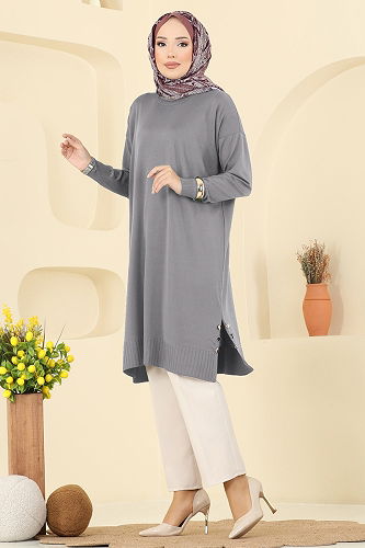 moda selvim بلوز رمادي 5006KLN570 - Thumbnail