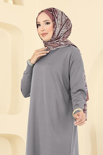 moda selvim بلوز رمادي 5006KLN570 - Thumbnail