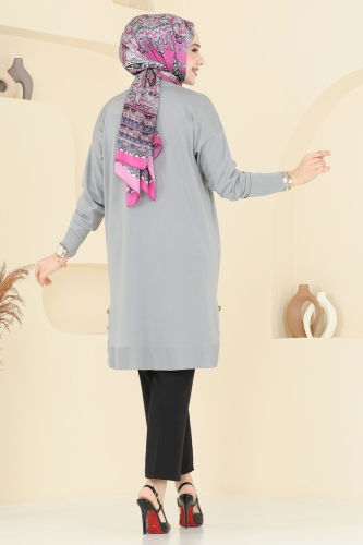 moda selvim بلوز رمادي فاتح 5006KLN570 - Thumbnail