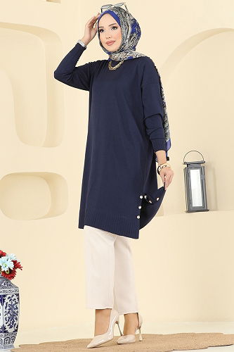 moda selvim Tunic 5006KLN570 Navy Blue - Thumbnail
